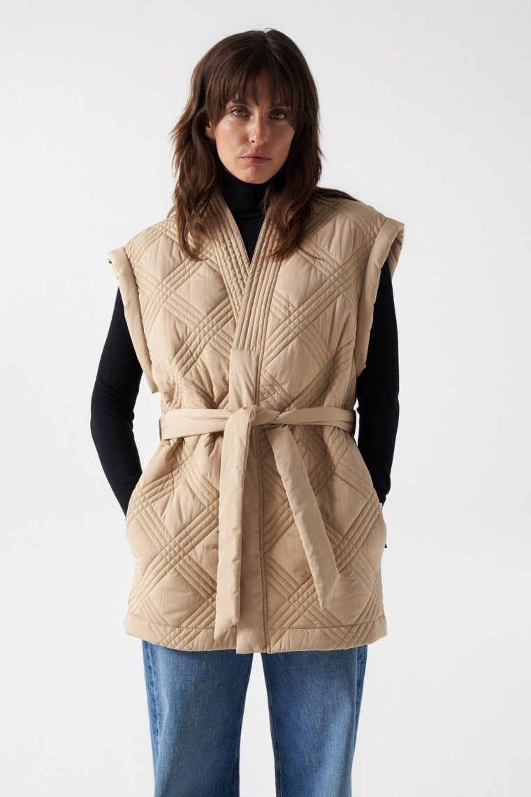 PADDED GILET WITH BELT