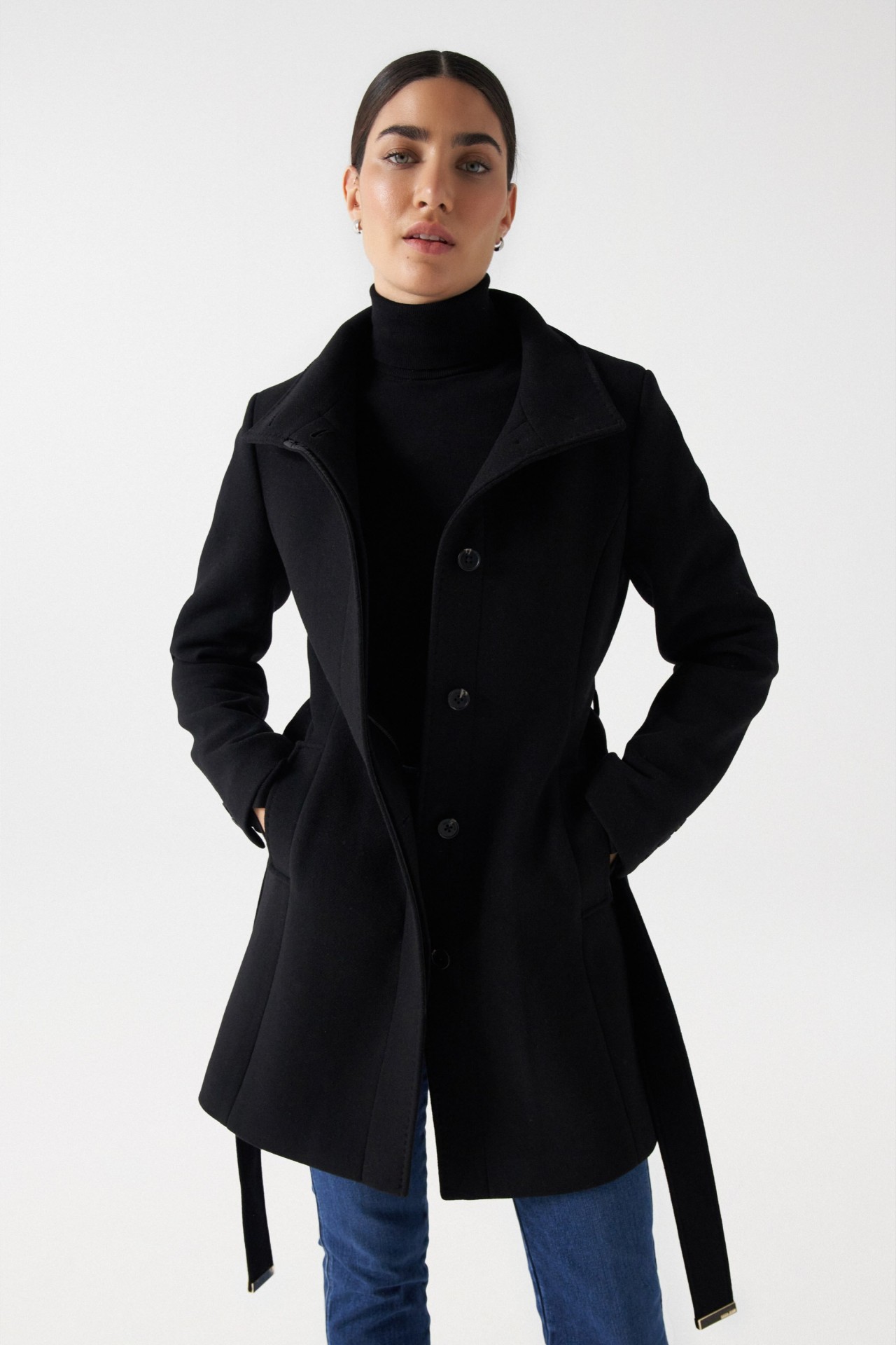 MANTEAU GRACE EN TISSU AVEC CEINTURE