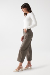 PANTALON TRUE MARINE EFFET CUIR