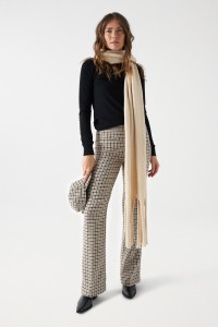 STRAIGHT PIED-DE-POULE TROUSERS