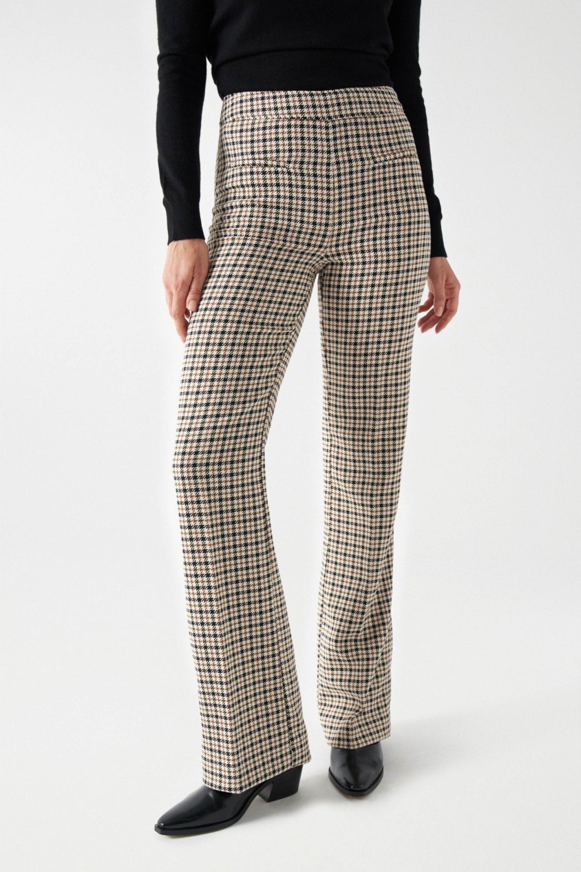 STRAIGHT PIED-DE-POULE TROUSERS