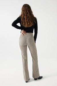 STRAIGHT PIED-DE-POULE TROUSERS