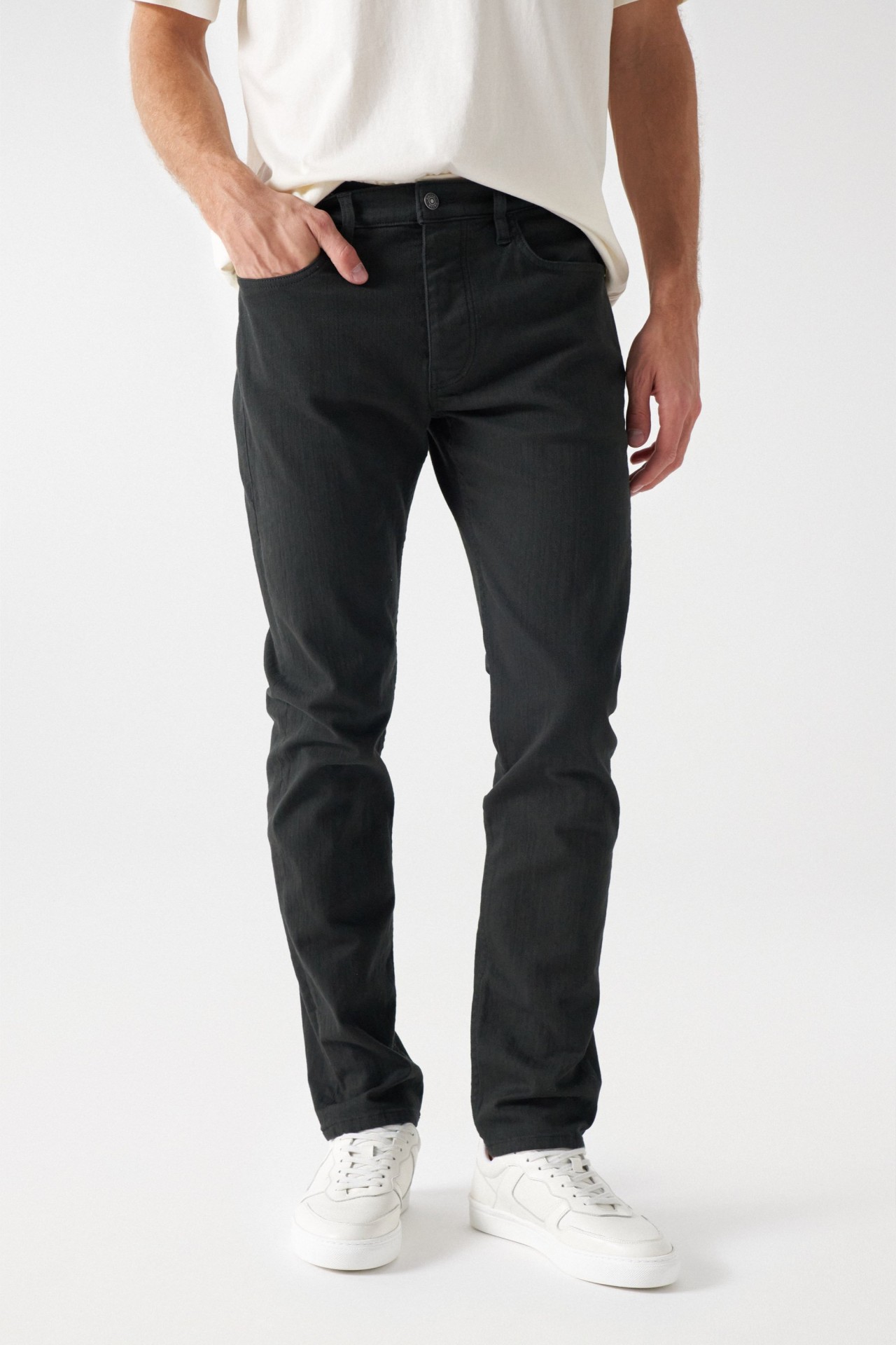 SLIM JEANS TWILL WAS, DARK GREEN