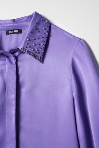 SATIN-FEEL SHIRT WITH METALLIC APPLIQUS