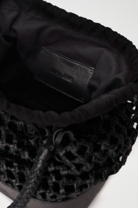 LEATHER HANDBAG WITH WOVEN EFFECT