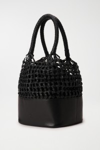 LEATHER HANDBAG WITH WOVEN EFFECT