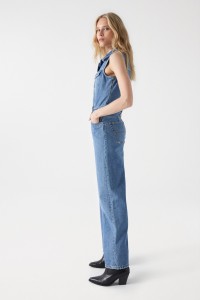 MACACO EM DENIM TRUE WIDE LEG