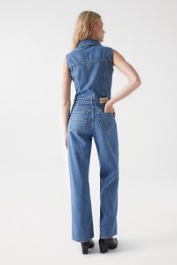 MACACO EM DENIM TRUE WIDE LEG