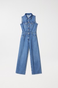 MACACO EM DENIM TRUE WIDE LEG