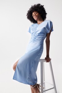 MIDI DRESS WITH RUCHED EFFECT