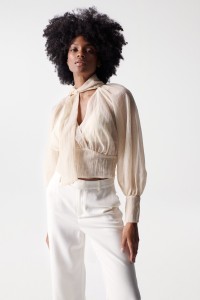 WRAPOVER CROPPED BLOUSE