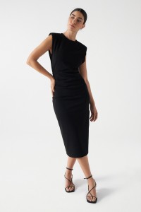 MIDI DRESS WITH SHOULDER PADS