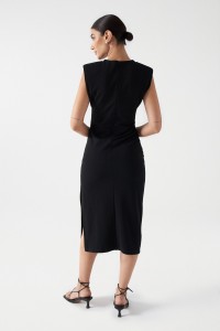 MIDI DRESS WITH SHOULDER PADS