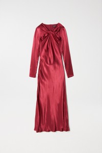 LONG SATIN-FEEL DRESS