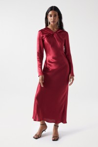 LONG SATIN-FEEL DRESS