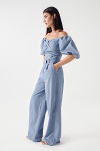 LIGHTDENIM WIDE LEG PANTS