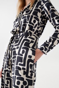 SATIN-FEEL JUMPSUIT WITH GEOMETRIC PRINT