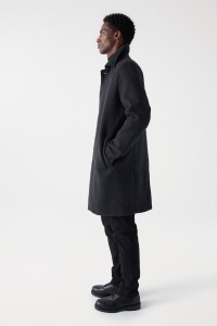 LONG WOOLLEN COAT WITH DETACHABLE HOOD