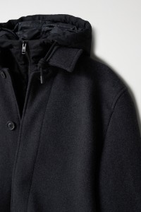 LONG WOOLLEN COAT WITH DETACHABLE HOOD