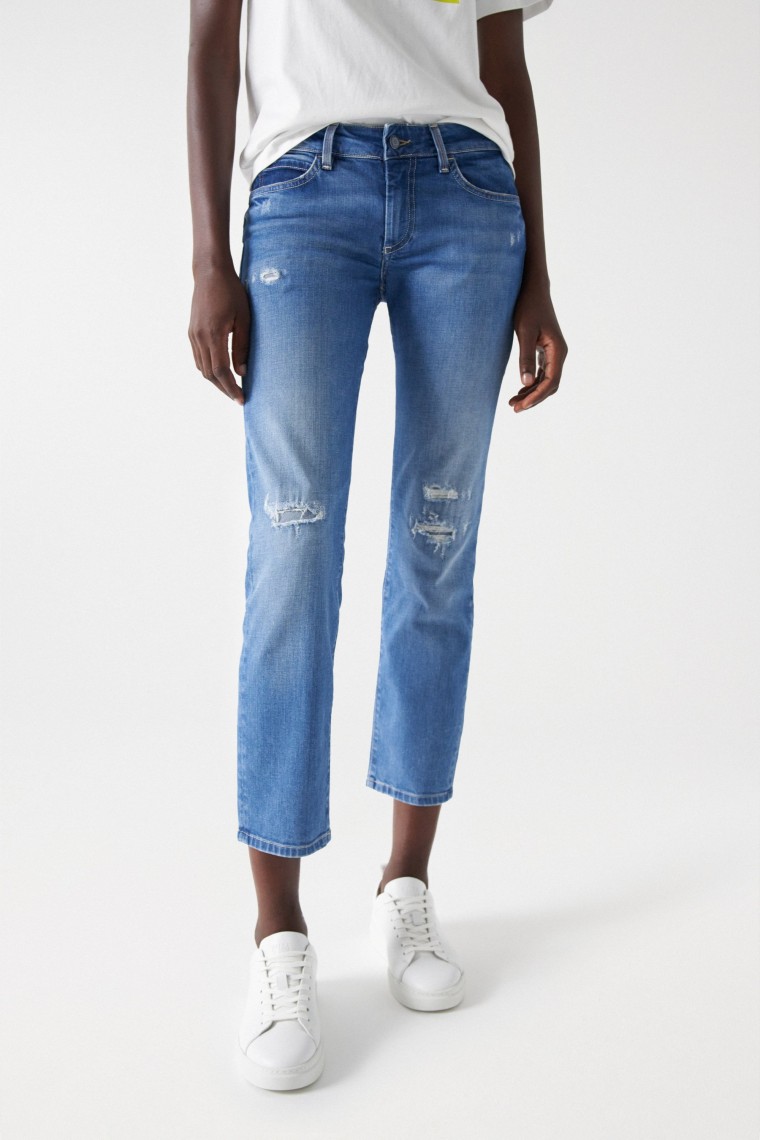 PUSH UP-JEANS MIT RISSEN