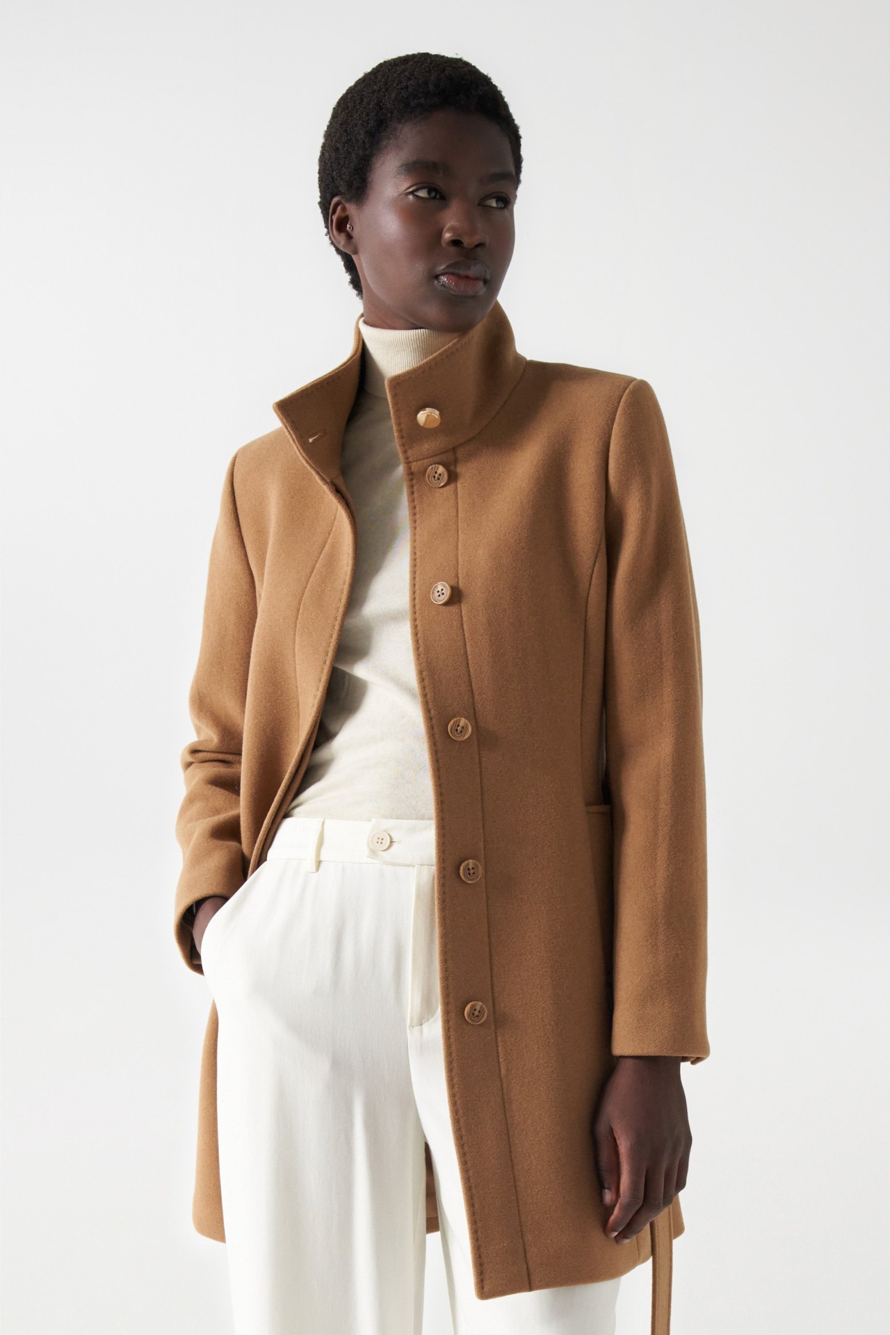 MANTEAU GRACE EN TISSU AVEC CEINTURE