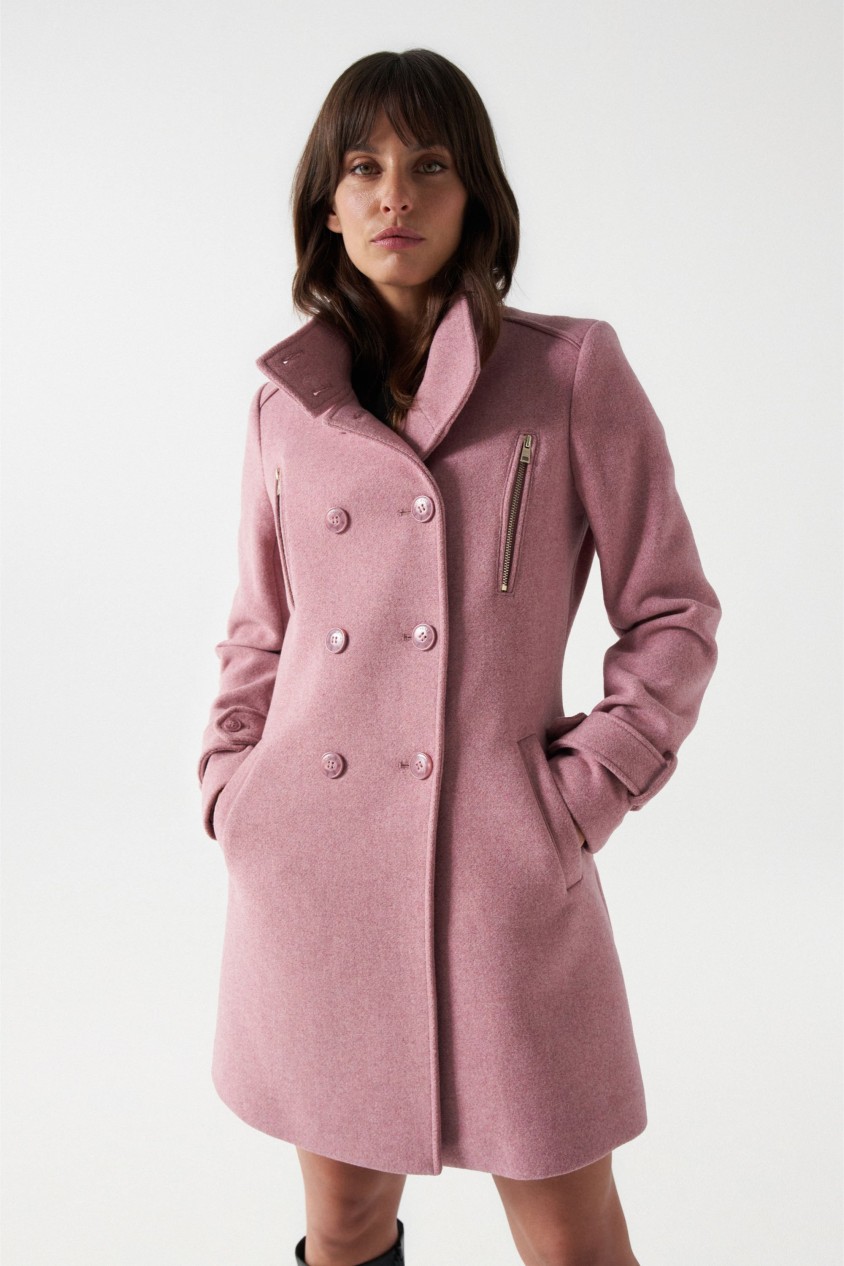 GRACE LONG WOOLLEN COAT WITH DETAILS