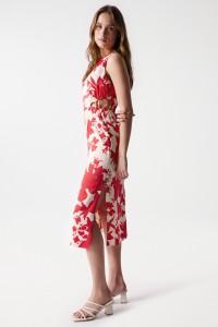 SATIN-FEEL PRINT MIDI DRESS