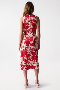 SATIN-FEEL PRINT MIDI DRESS