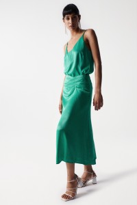 SATIN-FEEL MIDI SKIRT