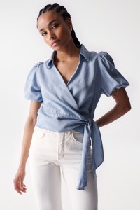 BLOUSE CACHE-C?UR EN LIGHTDENIM