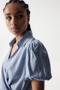 BLOUSE CACHE-C?UR EN LIGHTDENIM