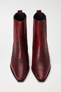 LEATHER ANKLE BOOTS WITH TEXTURED EFFECT