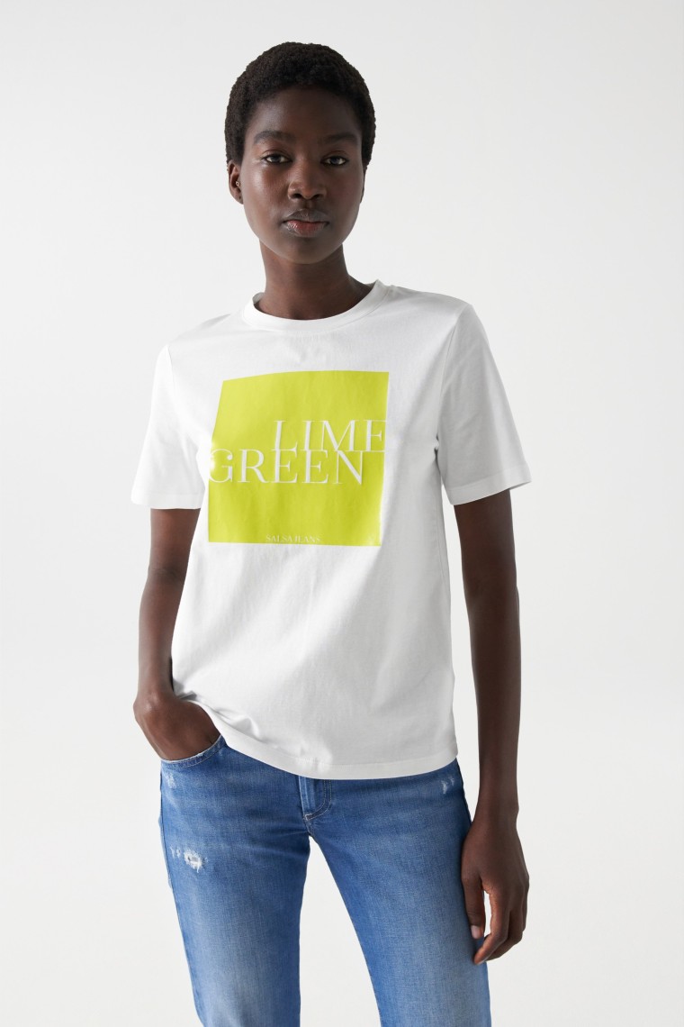 LIMETTENGRNES BEDRUCKTES T-SHIRT