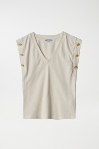 T-SHIRT WITH GOLDEN BUTTONS