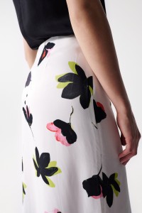 SATIN-FEEL PRINT MIDI SKIRT