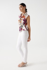 PRINT SATIN-FEEL BLOUSE