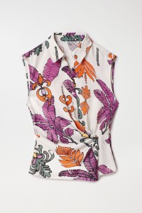 PRINT SATIN-FEEL BLOUSE