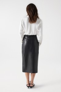 WRAPOVER LEATHER SKIRT