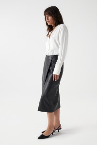 WRAPOVER LEATHER SKIRT