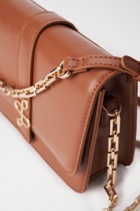 LEATHER EFFECT SHOULDER BAG WITH METAL LOGO