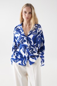 SATIN-FEEL SHIRT WITH FLORAL PRINT