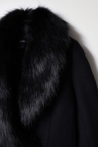 WOOL OVERCOAT WITH SYNTHETIC FUR COLLAR