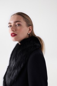 WOOL OVERCOAT WITH SYNTHETIC FUR COLLAR