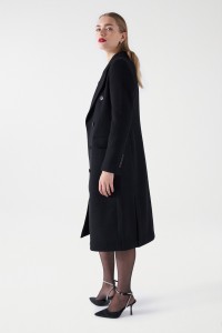 WOOL OVERCOAT WITH SYNTHETIC FUR COLLAR