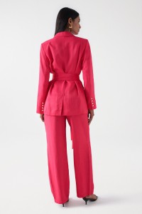 SATIN-FEEL BLAZER WITH BELT