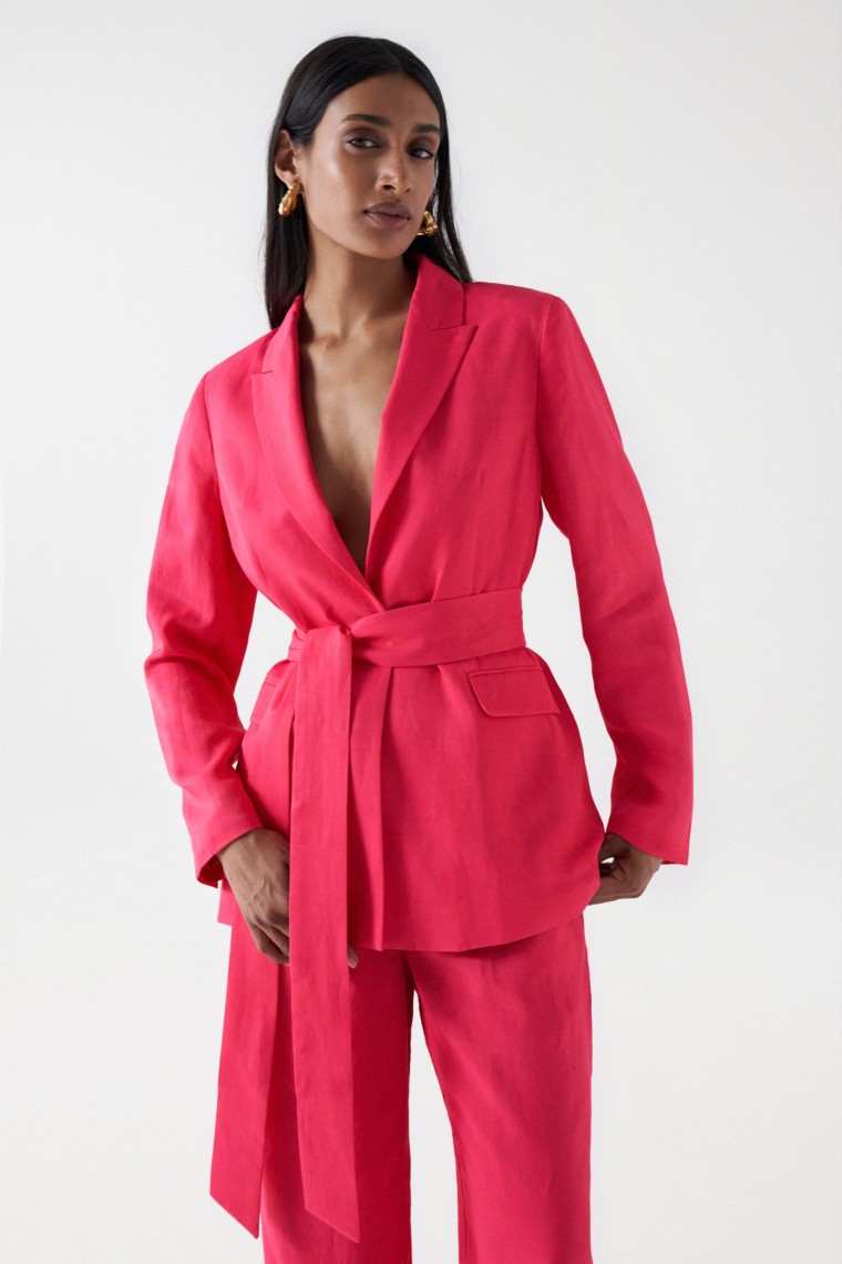 SATIN-FEEL BLAZER WITH BELT