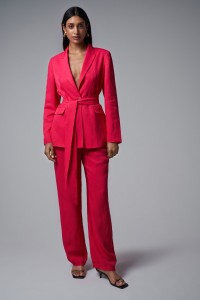 SATIN-FEEL BLAZER WITH BELT