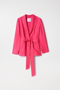 SATIN-FEEL BLAZER WITH BELT