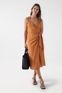 WRAPOVER DRESS WITH RING DETAIL ON THE STRAPS