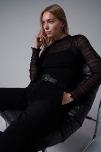 TOP WITH SEE-THROUGH NECK AND SLEEVES